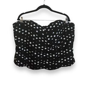 Ashley Stewart Ruched Polka Dot Bustier, Size 22/24 Black/White